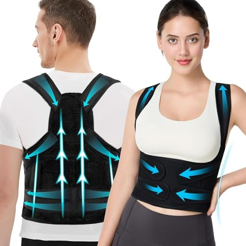 Lumewave Rücken Geradehalter, Rückenstützgürtel Haltungskorrektur Damen Herren, Haltung Korrektur Gurt (Schwarz, L)