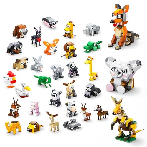 Ristpal 30 Packs Building Blocks Party Favors for Kids, 10 in 1 Mini Animals Building Block Sets for Classroom Prizes, Birthday, Party Favors Return Gifts, Valentines, Easter Gifts (Animals)