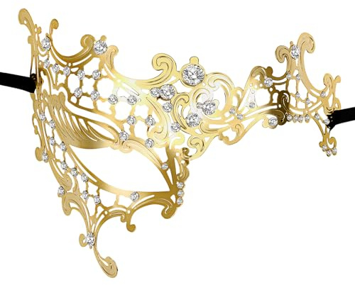 OIDEA Masque Carnaval Vénitien Métal: Masques Femme Demi-visage Creux avec Strass Brillant Luxueux pour Déguisement Bal de Maquillage Mascarade - Cadeau Femme