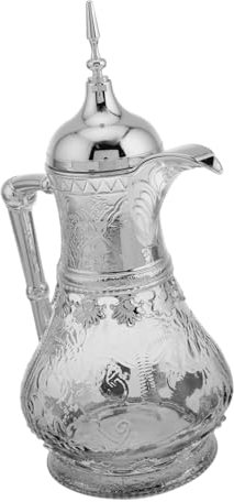 Tetera de agua fría de Oriente Medio para bebidas, decoración de cocina antigua, jarra de vidrio turco, color plateado