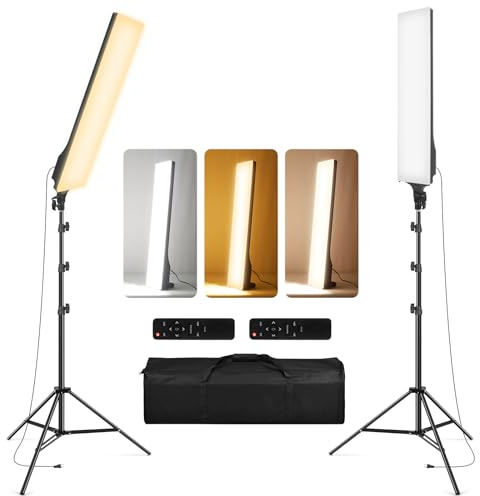23,6 pollici LED Video Light 2-Pack Full Screen Fotografia Kit di illuminazione 2500-7500K Dimmerabile Photo Studio Luce Streaming Luce con telecomando e 2 m Stand per Filmare YouTube TikTok Video