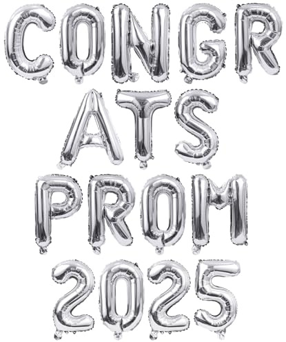 GWAWG Ballons de décoration en argent 2025, Fête d'obtention des diplômes avec ballon, 9pcs, Argenté, Ballons en foile de lettres et de chiffres pour l'obtention des diplômes
