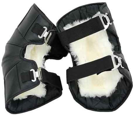 NMGHUTE Knee Brace, Warm Motorcycle Knee Pads Windproof Plush Lining Outdoor Sports Cycling Knee Pads Work Out(Black-a)