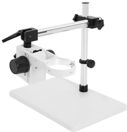 DOJOEUU Heavy Duty Boom Microscope Stand, Stereo Microscope Table Stand, 360° Rotating, 76mm Focusing Holder, Desktop Support Lift Bracket for Binocular Trinocular Microscopes(White)