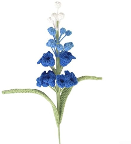 Bouquet de jacinthes artificielles en fil de coton tissé à la main pour décoration d'intérieur en jaune, bleu clair, bleu foncé, rose et violet (bleu foncé)