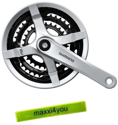 maxxi4you Shimano FC-TY501 Kurbelgarnitur Kettengarnitur KRG 28/38/48 Zähne Silber inkl Reflexband