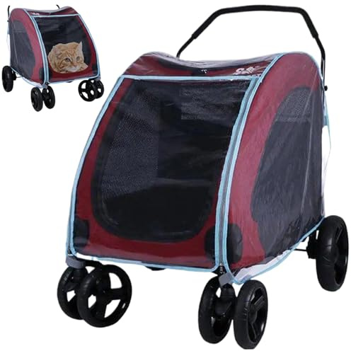 Hunde-Kinderwagen-Regenschutz, groß, mit Reißverschluss, Katzen-Kinderwagen-Regenschutz, wasserdicht, transparentes PVC, Haustier, Heimtierbedarf.