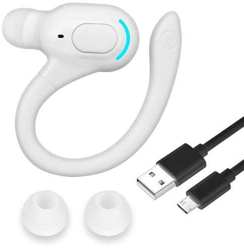 Bluetooth Headset Mono V5.2 Freisprech in Ear Einzeln Kopfhörer HD-Stereo-Sound mit Mikrofon 360° Ohrbügel Kopfhörer Telefonieren Freisprecheinrichtung Ohr 20 Stunden Wiedergabe für iPhone Android