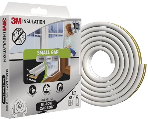 3M Joint d’isolation mousse premium, 6 m, blanc, pour petits interstices jusqu’à 3 mm – joint adhésif fenêtres et portes, haute résistance, résistant UV, performance durable