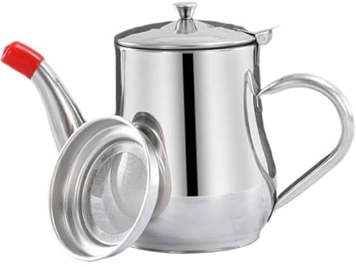 Tubayia Vaschetta filtro, contenitore per grasso, contenitore portatile da cucina per uso domestico, contenitore per olio con brocca dispenser per colino per cucinare in ristorante (32 once)