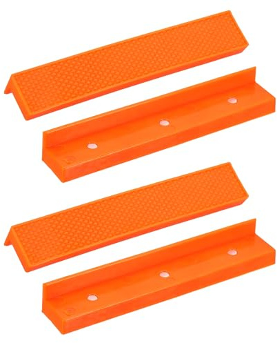 sourcing map 2 Set Vise Jaw Pads 6 Rubber Flat Magnetic Vise Soft Jaws Standard Anti-Scratches Vice Covers Tools for DIY Making Woodworking Clamping Plumbing, Orange