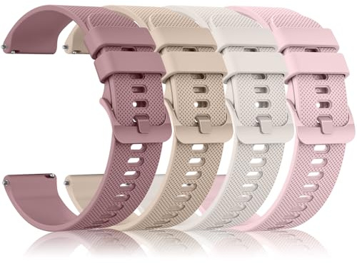 Wanme 20mm 22mm Bracelet de Montre en Silicone, Souple Bracelet de Replacement en Dégagement Rapide avec Boucle en Même Couleur Homme Femme 20mm 22mm (Z-Thé au Lait/Rose/Violet Fumé/Starlight, 22mm)