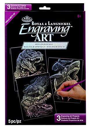 Royal & Langnickel HOLO-SET7 - Engraving Art/Kratzbilder in Holografie, Reptilien, DIN A4, 3-teilig Vorteilspack
