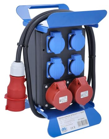 as - Schwabe Tragbarer Stromverteiler STECKY 1+ | Mobiler 400V FI Adapter-Verteiler für Innen & Außen: 4x Schuko und 2x CEE Steckdosen 16A, IP44 – Made in Germany, 60845