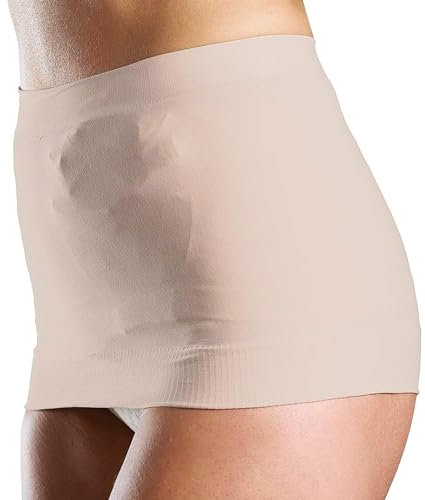 Corsinel StomaSafe Plus zweilagige Bauchbinde zur sicheren Fixierung des Stomabeutels │elastisches Bauchband mit extra Stützwirkung bei erhöhter Aktivität,beige M/L