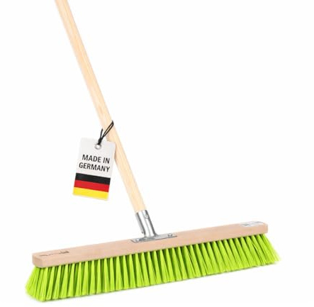 Profi Straßenbesen 80cm Neon-Grüne Borsten mit Stiel 160cm Besen Besenstiel | Stabil und Robust, mit Metall-Stielhalter, Für Garten und Aussenbereiche