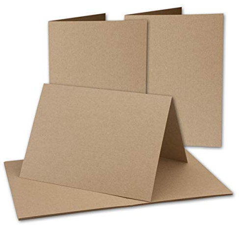 75x Vintage Kraftpapier Falt-Karten DIN A5-148 x 210 mm - sandbraun - Recycling - 350 g/m² blanko Bastel-Karten - UmWelt by GUSTAV NEUSER