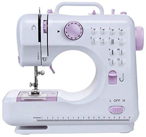 12-Stich-Multifunktionsnähmaschine, Haushaltsnähmaschine, elektrische Nähmaschine, tragbare Nähmaschine, Doppellinien-Rückwärtsstich mit zwei Geschwindigkeiten