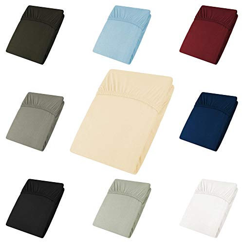 CelinaTex Active Spannbettlaken 200x200-200x220 cm Natur Baumwolle Bettlaken Jersey Laken