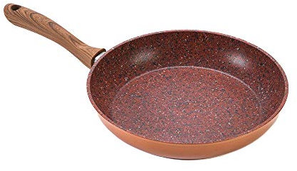 Venteo Copper Stone Pan – Poêle revêtement Granit Haute Technologie Antiadhésive et Anti-Rayures avec Effet Cuivre – Fond INOX Compatible Tous Feux (20 cm)