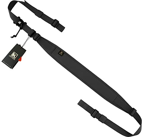 KRYDEX Tactical 2 Point Sling Rifle Sling Wide Shoulder Padded Strap,Length Adjustable (Black)