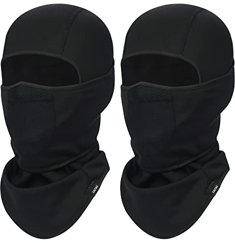SAITAG Skidbalaclava för herr och dam, Balaclava skidmask, vindtät nackmask, multifunktionell ansiktsmask, andningsbar balaclava för skidåkning, snowboard, motorcykel, isfiske, Svart och svart, One