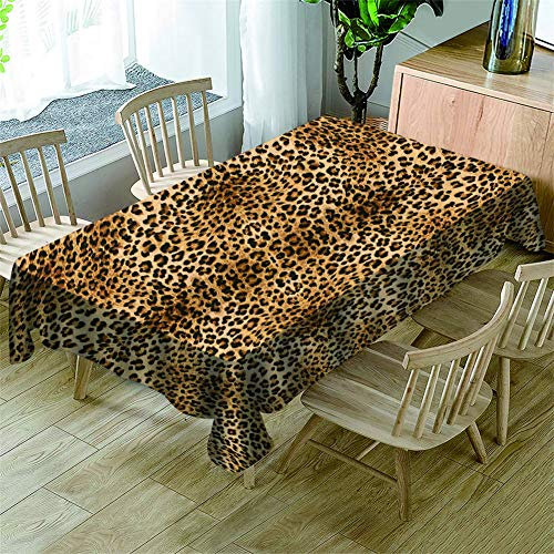 Surwin Manteles Mesa Rectangular Antimanchas 3D Impresión Cuadrado Mantel Impermeable Lavable Manteles para Decoración Navidad Jardín Cocina Comedor Salón (Estampado de Leopardo,140x180cm)