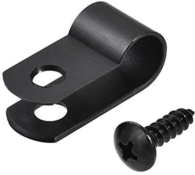sourcing map 50STK 8,4mm Nylon R Typ Kabel Clip Draht Klemme mit Schrauben Schwarz