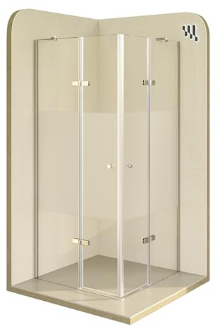 Moments of Glass ALICE Duschkabine 90x70 cm (Links x Rechts) x 190 cm, Eckduschkabine mit Eckeinstieg, teilsatiniertes 6mm ESG Sicherheitsglas, Nano-Beschichtung - DK19