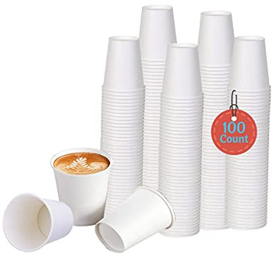 Smygoods Vasos calientes de papel blanco de 6 onzas, tazas de papel desechables, tazas de espresso, 100 unidades,