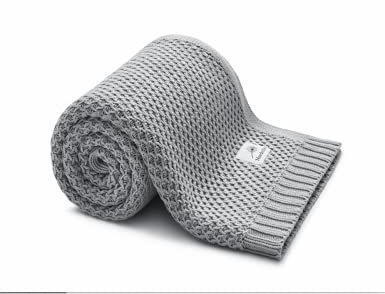 Nordville Bambus & Baumwolle Decke Fischgrätmuster 100x80 cm | Weich Atmungsaktiv Anti-Allergen Antibakteriell Hochwertig Wärmeregulierend Absorbierend Schützt Babyhaut (Grau)