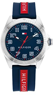 Tommy Hilfiger Orologio con Movimento al Quarzo a Tre Lancette per i Giovani con Cinturino in Silicone Blu Navy - 1720019, Blue and Red