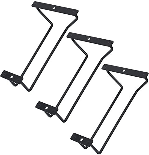 zoohot 7-Inch Black Wine Glass Rack - Under Cabinet Stemware Wine Glass Holder for Bar Kitchen (1 Rows, 3 Pack)
