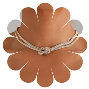 Inateannal Punk Doppelte Schicht Schlange Kette Choker Halskette Gold Knoten Fischgrät-Kette Halskette Hip Hop Klobige Kette Halskette Für Frauen Mädchen