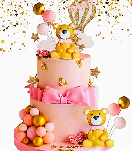 JeVenis Teddybär Kuchen Dekoration Babyparty Dekoration Teddybär Geburtstagstorte Deko Baby Mädchen Kuchendekoration