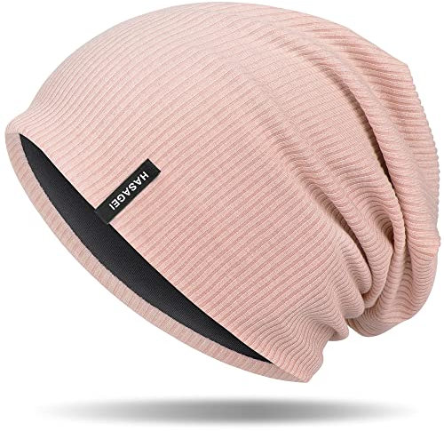 HASAGEI Mütze Herren Damen, Slouch Beanie Mütze Damen, Übergangszeit Weiche Leicht Modische Jersey Beanie, Unisex Warm Winter Mütze Ideal für Frühling Herbst und Winter (Rosa)