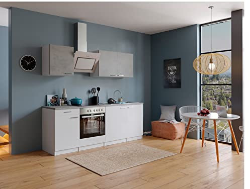 respekta Malia Cocina Americana, Madera de ingeniería, Beton, 210 cm