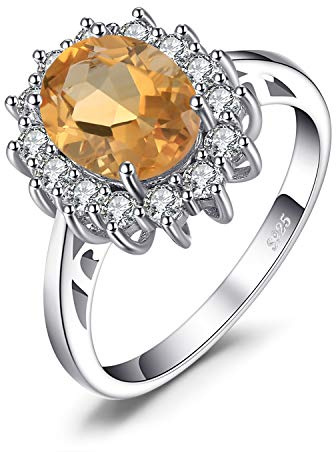 JewelryPalace Prinsessan Diana Kate Middleton ädelsten äkta Citrinringar, Förlovningsring Vigselringar Förlovningsring Silver 925 Damer, Silverringar Förslagsring Ringar, Damsmycken 58