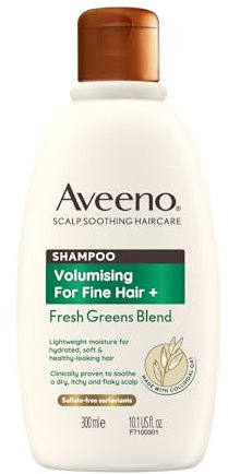 Aveeno Scalp Soothing Haircare Volumising Shampoo, Fresh Green Blend, with Colloidal Oat Extract, for Fine Hair, Soothes Dry, Itchy & Flaky Scalp, pH Balanaced, Clinically Proven, 300ml