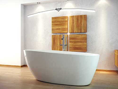 ECOLAM® exklusive freistehende Badewanne Standbadewanne moderne Wanne freistehend Goya + Ablaufgarnitur Click Clack Design Mineralguss 170x72 cm glamour weiß