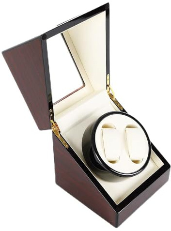 TaNeHaKi 2+0 Uhrenbox Automatisch Uhrenbeweger Uhren Watch Winder Uhrenbox Uhrendreher Kasten Holz Holz Beweger Uhrenbox Braun