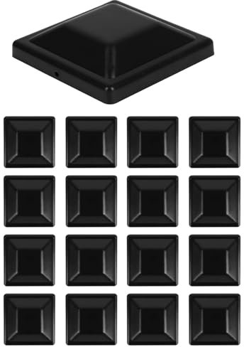 BBTISG Fence Post Caps, 4x4 (3.6x3.6Inch) Water-Proof UV-Proof Black Deck Post Caps with Screws Reusable Plastic Fence Poles Caps for Fence Post Deck or Porch (16)