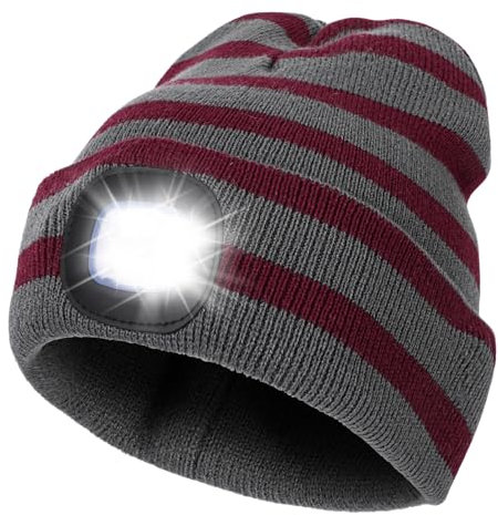 TAGVO LED Beleuchtete Mütze, Wiederaufladbare USB Laufmütze mit Licht Extrem Heller 4 LED Lampe, Mütze mit licht Herren Wintermütze led für Laufen Wandern Herren Damen, icht Männer Geschenke