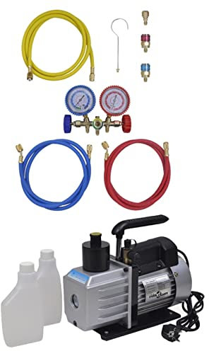 Homgoday Pompe d'aspiration avec manomètre à 2 voies pour climatisation, meubles pour maison intérieure extérieure salon chambre j