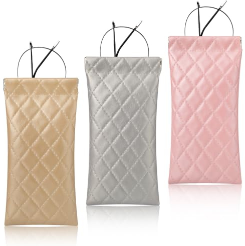Hifot mjukt glasögonfodral i läder 3-pack, bärbar rese-kläm-topp solglasögonfodral, PU smal solglasögonväska glasögonfodral för kvinnor män, Sjöjungfru guld och sjöjungfru silver och rosa sjöjungfru,