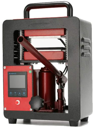 XLTEAM Pressa di Calore, Pressa di Calore Idraulica da 5 T, Estrattore Idraulico di Colofonia, Doppie Piastre Riscaldate 6x12 Cm, per Piante di Fiori per Estrazione di Colofonia, Stampa a Caldo