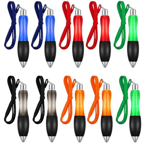 GUOYOU 10 Stück Kugelschreiber, Hochwertig Kulli, Druckkugelschreiber, mit Rutschfester Griffzone und Schlüsselbänder, Ergonomisch, für Arthritis Handschmerzen Parkinson Zittern (5 Farben)