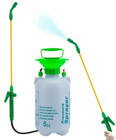 Spruzzatore da giardino, 5L Spruzzatore a pressione da giardino, spruzzatore a pressione da giardino, spruzzatore d'acqua con pompa a pressione e asta di lavaggio, spruzzatore manuale con lavatrice
