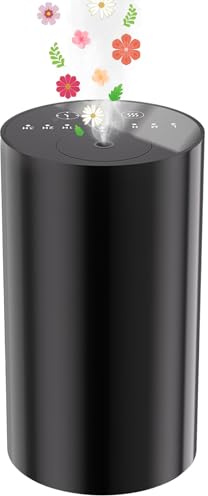 Waterless Essential Oil Diffuser, Aromatherapy Atomizing Scent Air Machine - 1/2/3H/Continuous Mode, 3 Mist Levels, Portable Mini Diffuser for Car, Bedroom, Office (Black)
