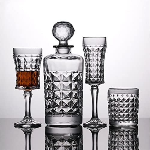 Aioneer Bicchiere da Vino straniero in Cristallo Addensato Set da 4 Bicchieri da Whisky Bottiglia di Vino Rosso Creativo con Coperchio Decanter Set da Vino per Birra